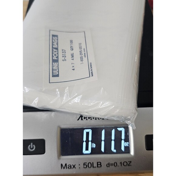 100 Uline S-3137 4 Mil 4"x7" Clear Poly Bags Sleeves NEW - Picture 3 of 3